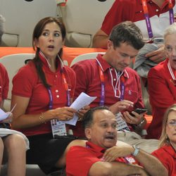 Benedicta de Dinamarca, los Príncipes Federico y Mary y la Reina Margarita en Londres 2012