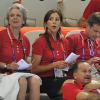 Benedicta de Dinamarca, los Príncipes Federico y Mary y la Reina Margarita en Londres 2012