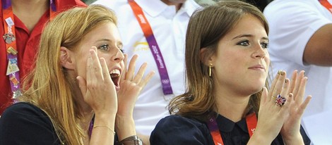 Las Princesas de York viendo ciclismo en pista en Londres 2012