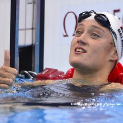 Mireia Belmonte, tras ganar la plata en los 800 metros libres en Londres 2012