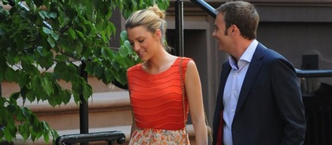 Blake Lively y Barry Watson en el rodaje de la sexta temporada de 'Gossip Girl'