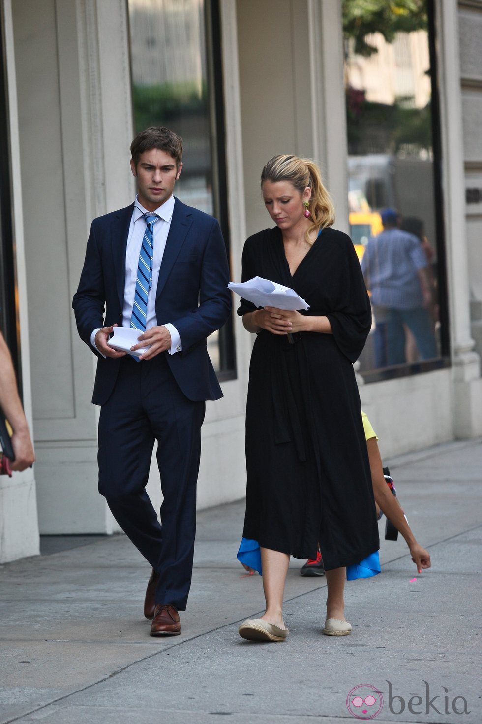 Blake Lively y Chace Crawford en un descanso del rodaje de la sexta temporada de 'Gossip Girl'