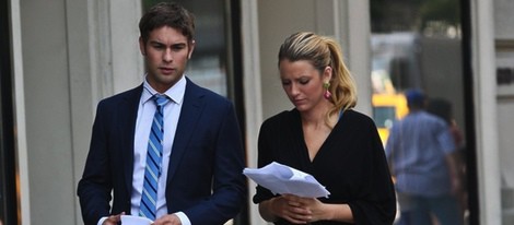 Blake Lively y Chace Crawford en un descanso del rodaje de la sexta temporada de 'Gossip Girl'