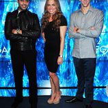 Michael Phelps, Abhishek Bachchan y la nadadora Natalie Coughlin en Londres