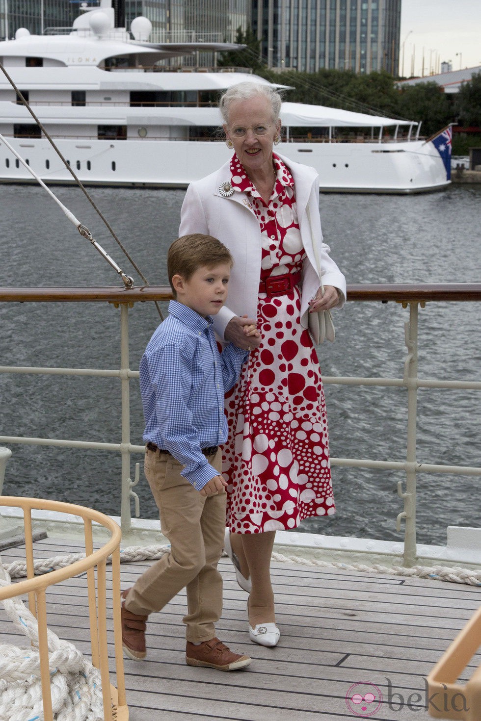 La Reina Margarita y Christian de Dinamarca en la recepción en el Dannebrog en Londres 2012