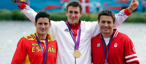 David Cal, el alemán Sebastian Brendel y Mark Oldershaw en Londres 2012