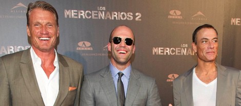 Jason Statham, Jean Claude Van Damme y Dolph Lundgren en la premiere de 'Los Mercenarios 2' en Madrid