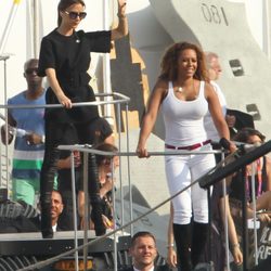 Victoria Beckham y Melanie B en el ensayo de su actuación en la ceremonia de clausura de los JJ.OO de Londres 2012