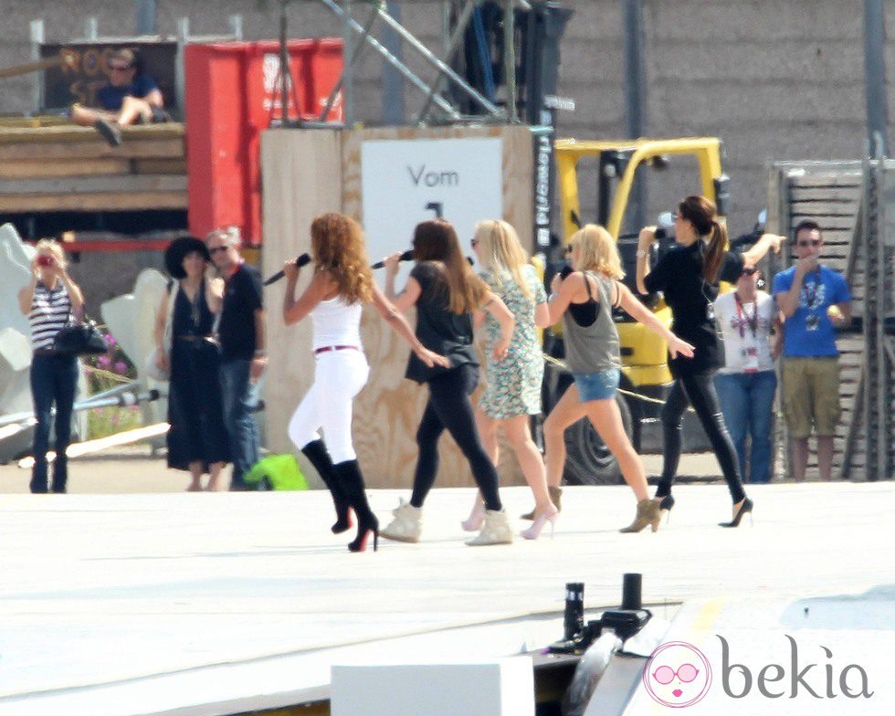 Las Spice Girls repasan la coreografía en el ensayo de su actuación en la ceremonia de clausura de los JJ.OO de Londres 2012