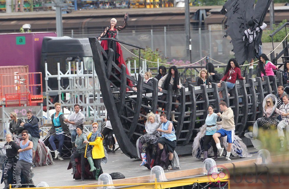 Annie Lennox durante el ensayo de la ceremonia de clausura de los Juegos Olímpicos de Londres 2012