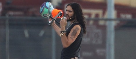 Russell Brand durante el ensayo de la ceremonia de clausura de los Juegos Olímpicos de Londres 2012