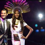 David Gandy y Jourdan Dunn durante la clausura de los Juegos Olímpicos