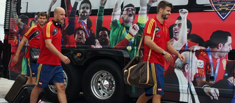 Gerard Piqué, Pepe Reina y Fernando Llorente en Puerto Rico