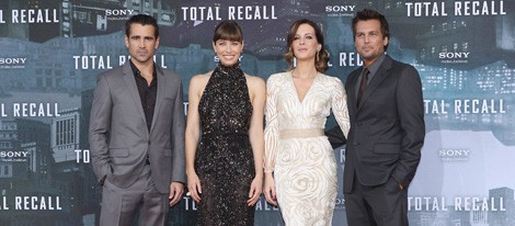 Colin Farrell, Jessica Biel, Kate Beckinsale y Len Wiseman en el estreno de 'Desafío total' en Berlín