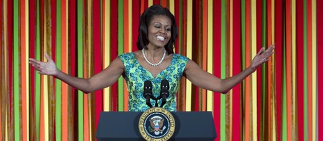 Michelle Obama ofrece un discurso ante los niños invitados a la Casa Blanca