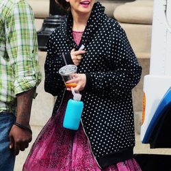 Leighton Meester en un descanso del rodaje de la sexta temporada de 'Gossip Girl'