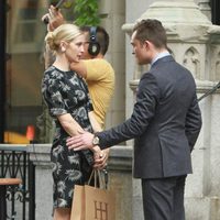 Ed Westwick y Kelly Rutherford rodando la sexta temporada de 'Gossip Girl'