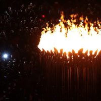 El pebetero encendido en la ceremonia de apertura de los Juegos Paralímpicos de Londres 2012