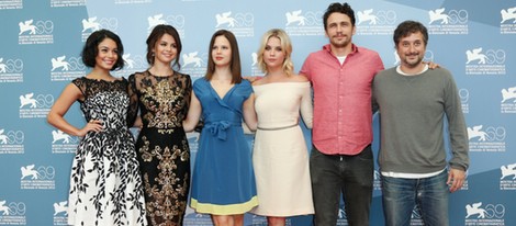 El director y el elenco de 'Spring Breakers' en la Mostra de Venecia 2012