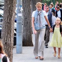 La Infanta Cristina con sus hijos Miguel e Irene Urdangarín en Barcelona