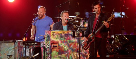 Coldplay durante su actuación en la clausura de los Juegos Paralímpicos de Londres 2012