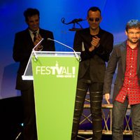 Jordi Évole en la ceremonia de clausura del FesTVal de Vitoria 2012