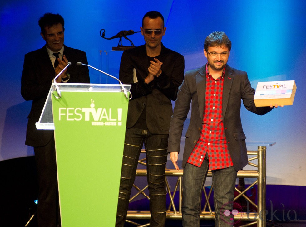 Jordi Évole en la ceremonia de clausura del FesTVal de Vitoria 2012