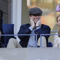 Los actores Jon Hamm y Jennifer Westfeldt en la final del US Open 2012