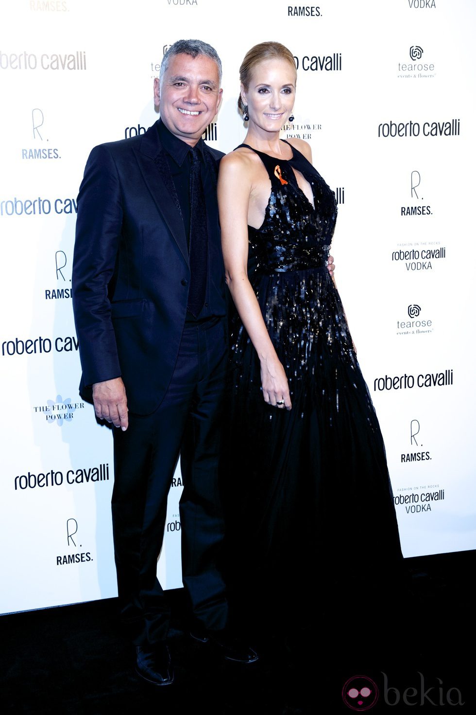 Juan Ramón Lucas y Sandra Ibarra en la apertura de una tienda Roberto Cavalli en Madrid