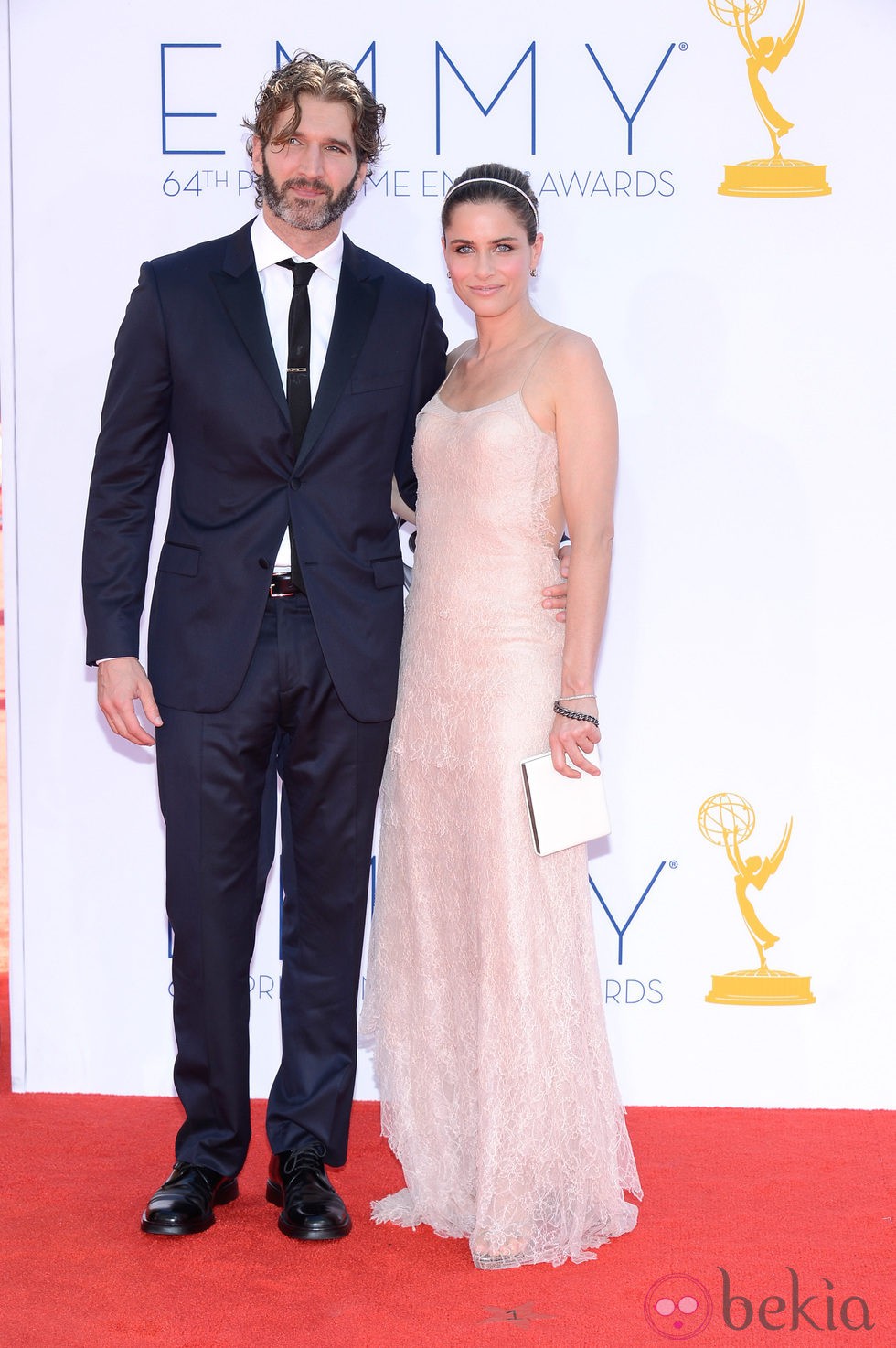 David Benioff y Amanda Peet a alfombra roja de Emmy 2012