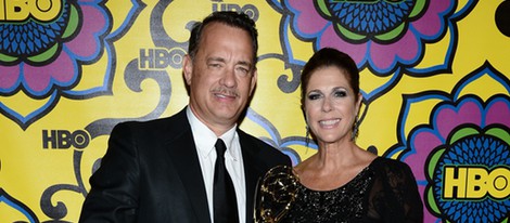 Tom Hanks y su mujer Rita Wilson en la fiesta de la HBO tras los Emmy 2012