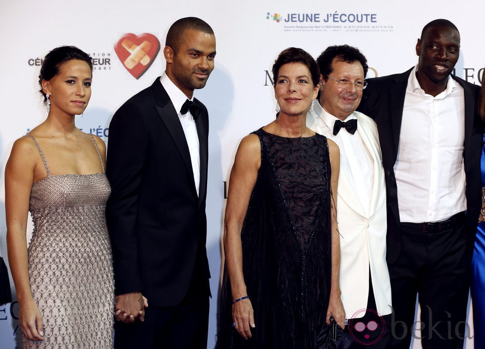 Axelle, Tony Parker, Carolina de Mónaco y Axelle en una gala benéfica en Monte-Carlo