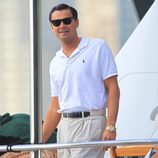 Leonardo Dicaprio sonriente en el rodaje 'The Wolf of Wall Street'