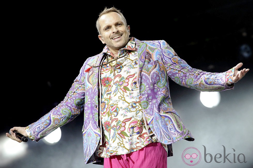 Miguel Bosé en el concierto que ofreció en Madrid