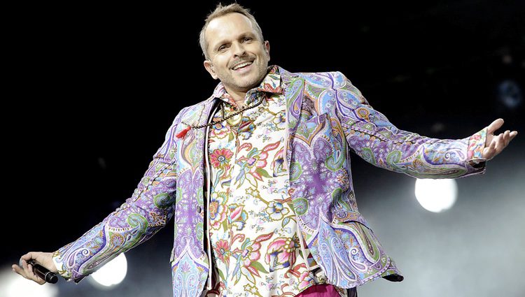 Miguel Bosé en el concierto que ofreció en Madrid