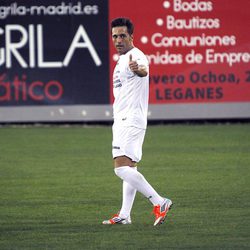 David Bustamante en un partido de fútbol solidario en Leganés