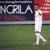 David Bustamante en un partido de fútbol solidario en Leganés