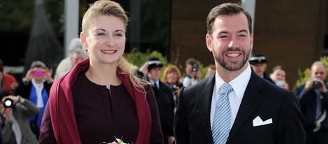 Guillermo de Luxemburgo y Stéphanie de Lannoy en una recepción previa a su boda civil