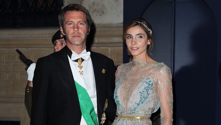 Filiberto de Saboya y Clotilde Courau en la cena de gala previa a la boda de Guillermo y Stéphanie