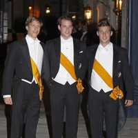 Louis, Sebastián y Félix de Luxemburgo en la cena de gala previa a la boda de Guilermo y Stephanie