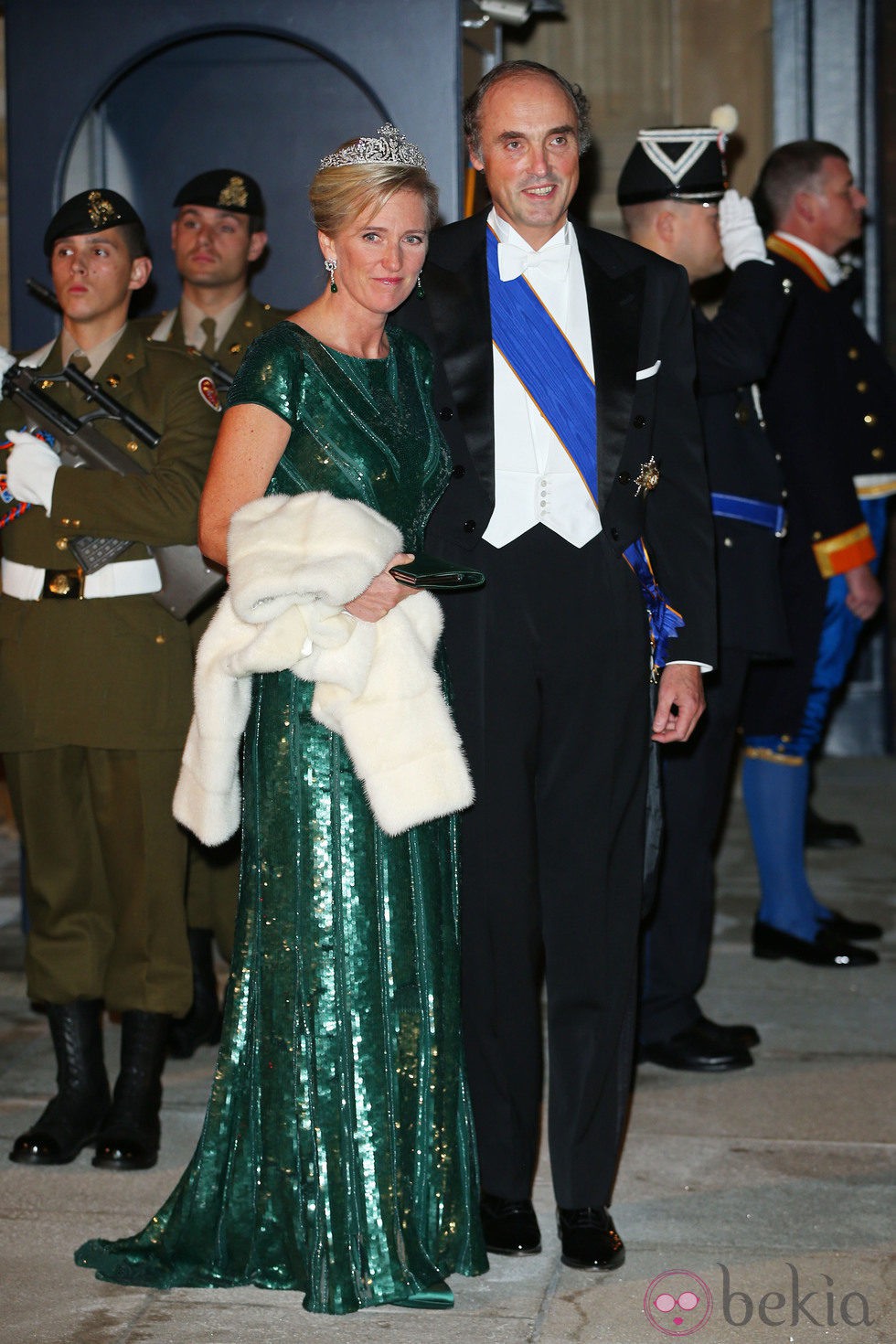 Astrid y Lorenzo de Bélgica en la cena de gala previa a la boda de Guillermo y Stéphanie