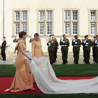 Cola del vestido de Stéphanie de Lannoy en su boda con Guillermo de Luxemburgo