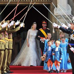 Guillermo de Luxemburgo y Stéphanie de Lannoy tras su boda religiosa