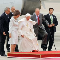 Los Reyes de España y el Papa Benedicto XVI en Madrid-Barajas