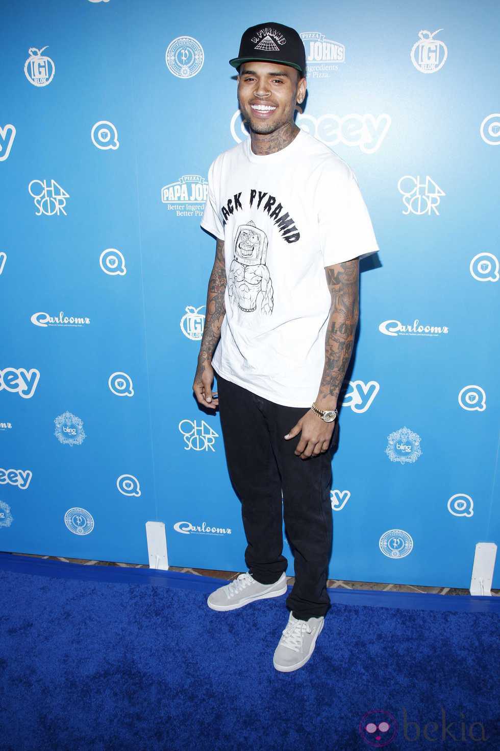 Chris Brown en el lanzamiento de su nuevo canal Qubeey