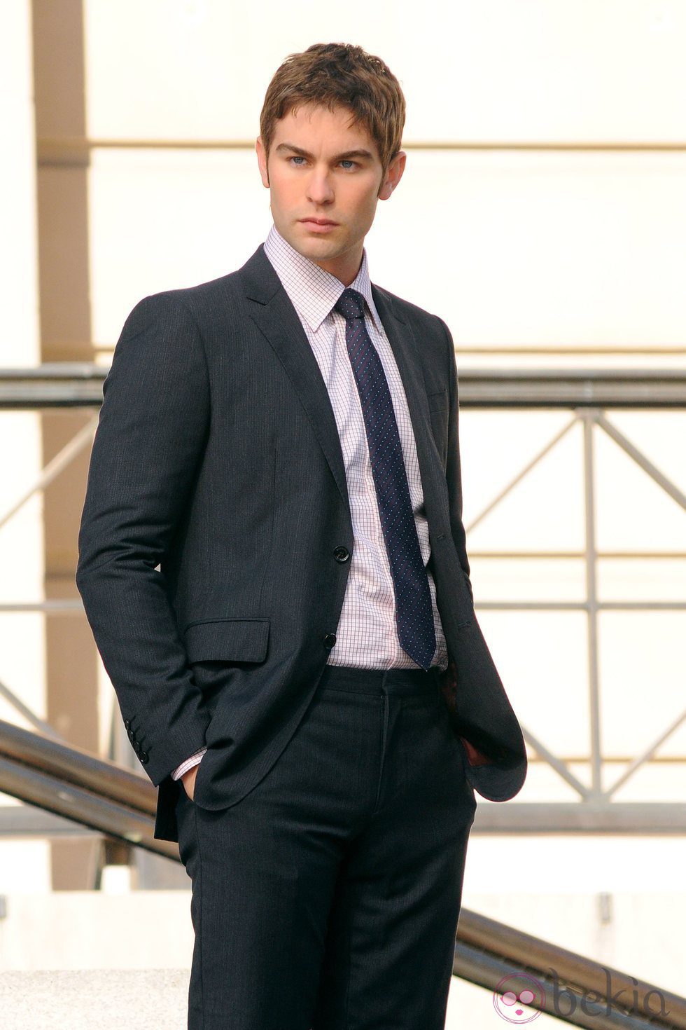 Chase Crawford durante el rodaje de la sexta temporada de 'Gossip Girl'