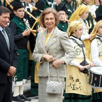 La Reina Sofía a su llegada a Oviedo para asistir a los Premios Príncipe de Asturias 2012