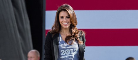 Eva Longoria en un acto electoral pidiendo el voto para Barack Obama