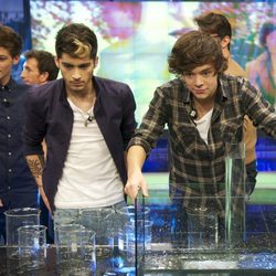 Louis Tomlinson, Zayn Malik y Harry Styles en el 'El Hormiguero'