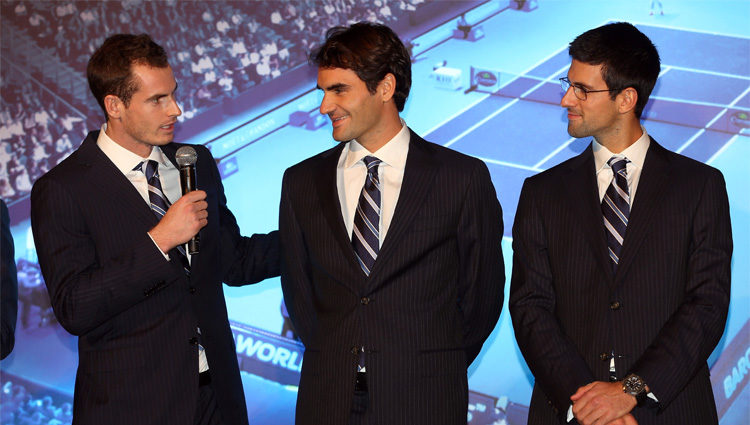  Roger Federer, Novak Djokovic y Andy Murray solidarios en la gala ATP World Tour Finals 2012